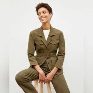 MM Lafleur Emalis Jacket Eco Better Oregano Green Size 8 Belted Jacket Outerwear